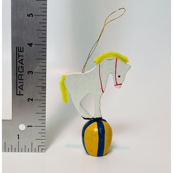 6 Vintage Wood Christmas Ornaments Painted Circus Horse Bear Nutcrackers Clown - Picture 3 of 14